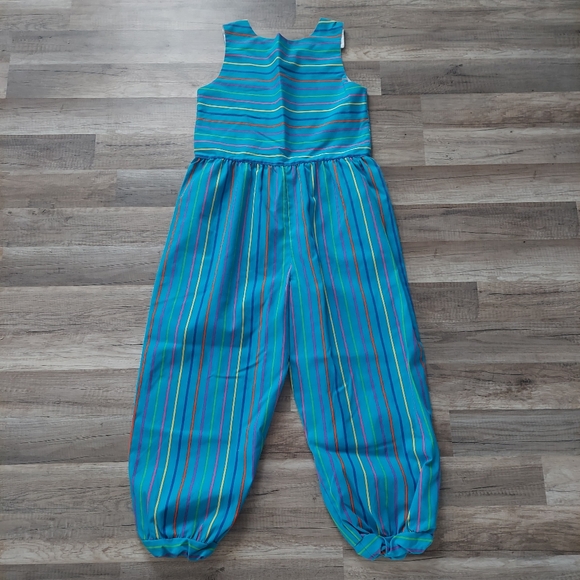 Vintage 80s 90s Striped Romper Medium - Picture 6 of 10
